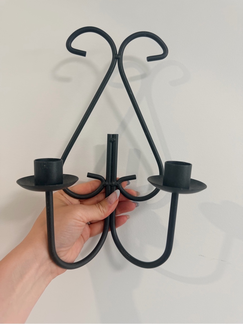 Black Metal Double Candle Wall Sconce